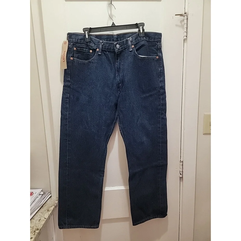 Levi's Men's 505 Jeans 38x30 Classic Straight.  Darkwash Stretch $59.50 Retail